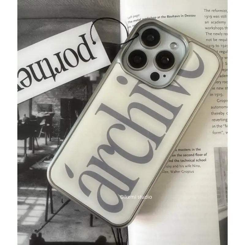 Ins Minimalist And Personalized Letter Archive Simple Drip glue Phone Case For IPhone 17 16 15 14 13 12 11 Pro Max Plus Cover