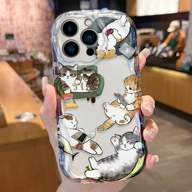 Mofusand Case for iPhone 16 15 14 Pro Max 13 12 Mini 11 XS X XR 8 7 Plus SE 2022 2020 Soft Silicone Shockproof Back Cover Funda