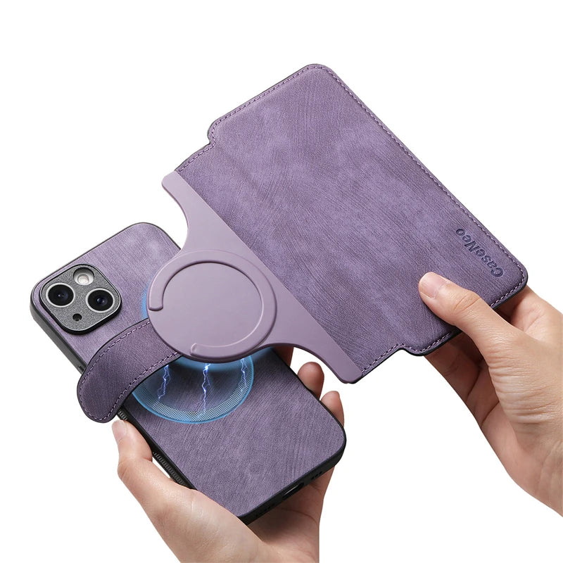 2 in 1 Magnetic Flip Leather Case for IPhone 17 Air 16 E 15 14 13 12 Pro Max Plus 17Air 16E 17Pro I17 Magsafe Card Wallet Cover