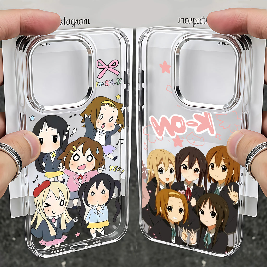 Cute K-ON Girl Fashion Phone Case For iPhone 17 16e 16 15 14 13 12 11 mini Pro Max X XR XSMAX 8 7 Air Plus Transparent Soft