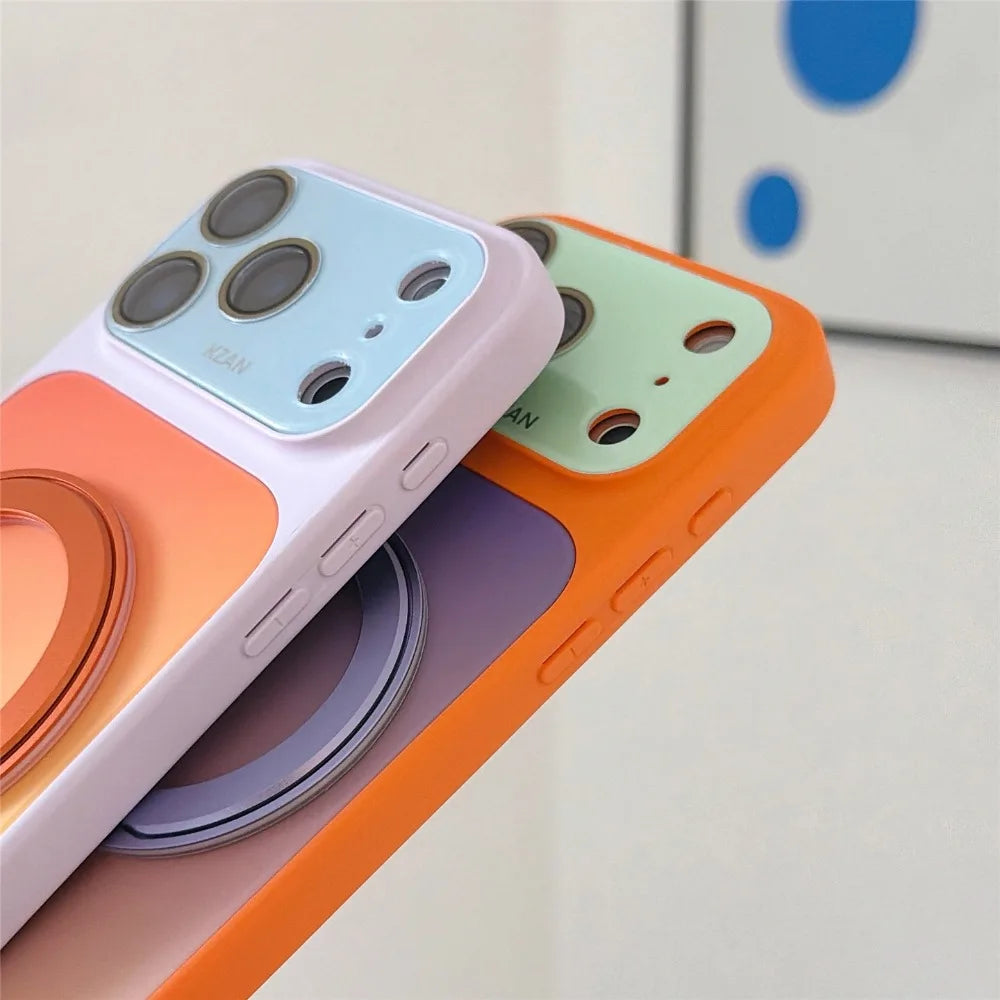 Liquid PC Contrast Color Gradient Bracket for Masgafe Case for iPhone 17 Pro 16 15 14 13 Pro Max for Magnetic Stand Holder Cover
