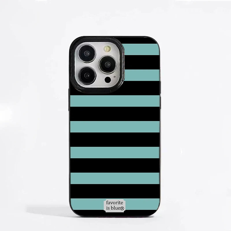 Minimalist Blue Stripe Phone Case For IPhone 16 17 Air Pro Max 15 14 13 12 11 Plus Niche Y2K Flexible Cover Protective Fundas