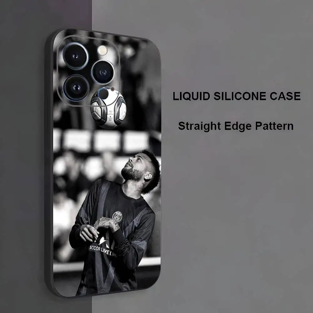 Football For N-NeYmAr 10 Phone Case For iPhone 17,16,15,14,13,12,11 ,Pro Max,XS,X,XR,SE,Mini,8,7,Soft Silicone Black Cover