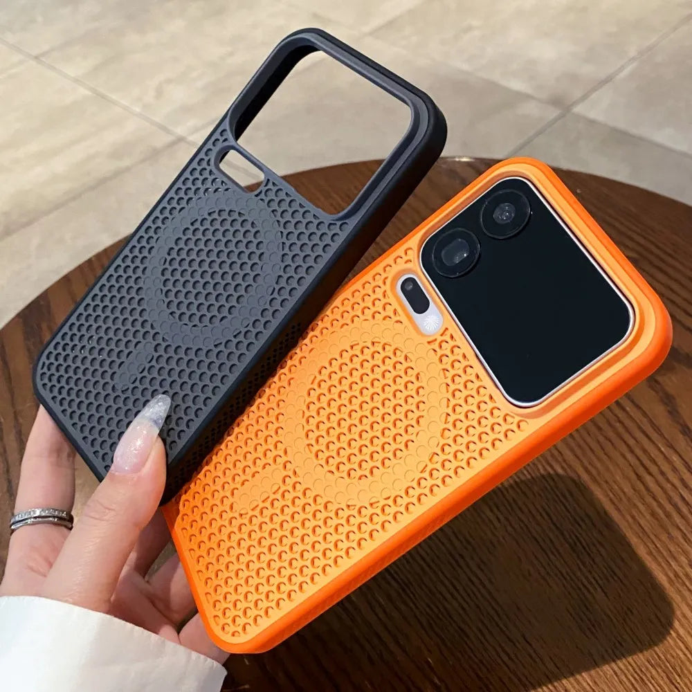 Luxury Honeycomb Mesh Hole Heat Dissipation Case for Xiaomi Mi 17 Pro Max 15 14 Pro 13 Shockproof For Magsafe Magnet Matte Cover