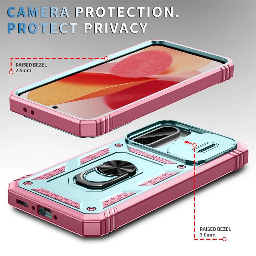 360 Ring Holder Kickstand Slide Camera Protection Phone Case For Samsung Galaxy A56 A55 A54 A53 A36 A35 A26 A25 A17 A16 A15 A06