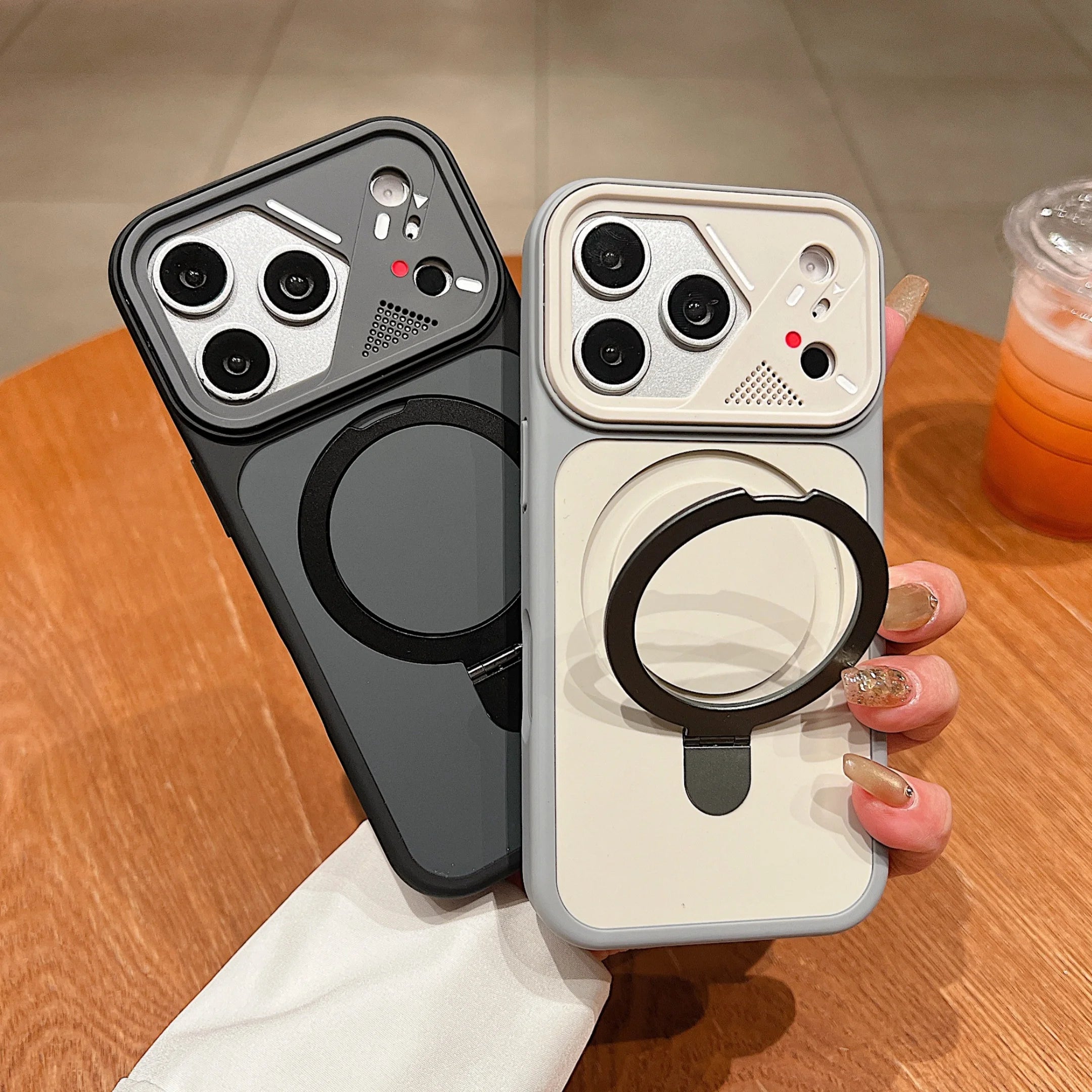 Luxury Metal Ring Holder Magnetic Phone Case For iPhone 17 Air 16 15 14 13 12 Pro Max Plus For Magsafe Matte Bumper Cover Funda