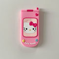 3D Cute Sanrio Hello Kitty Hide Makeup Mirror Flip Cover Phone Case For iPhone 17 16 15 14 13  Pro Max Soft Silicone Cover