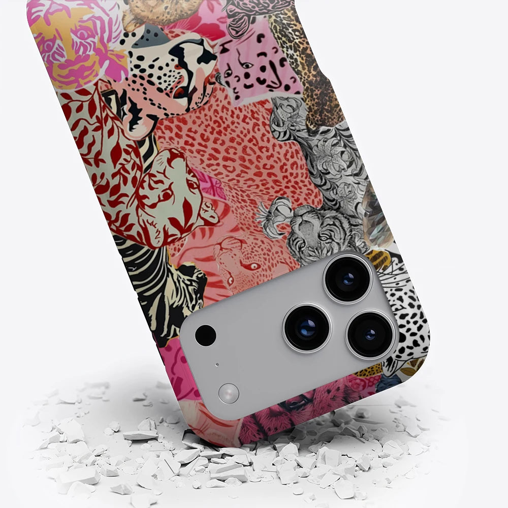 Pink Feline Collage Phone Case for Magnetic Phone Case for IPhone 17 16 15 14 13 Pro Max Plus Single Double-layer Tough Case
