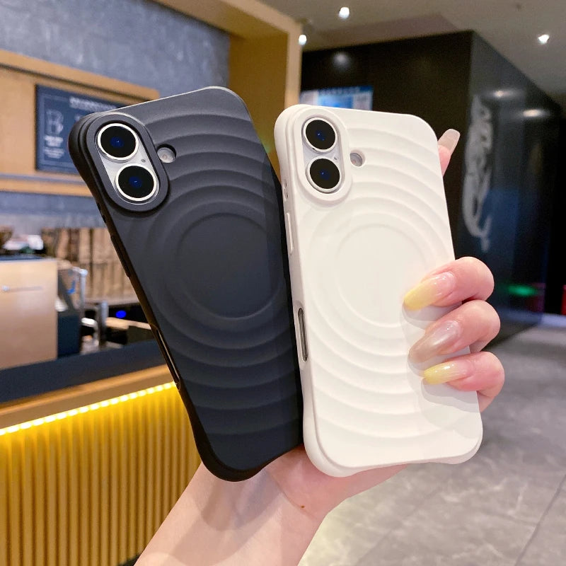 Water Ripple Silicone For Magsafe Wireless Charge Magnetic Phone Case For iPhone 17 Pro Max 15 14 13 16 Pro Max Soft Back Cover