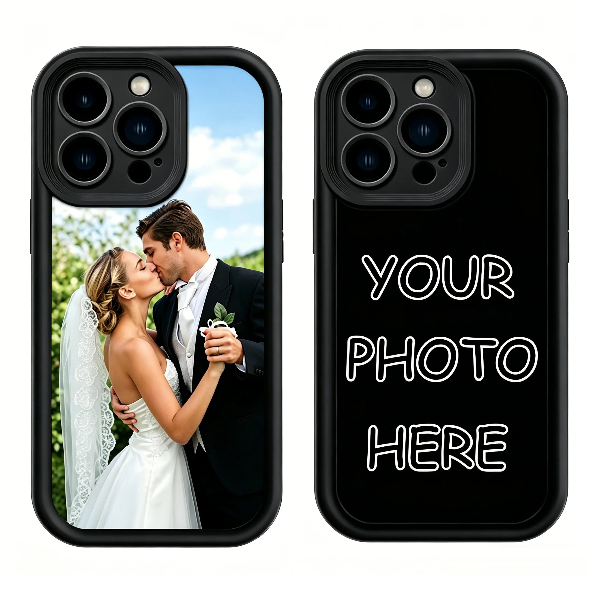 Custom Black Case For iPhone 11 12 13 14 15 16 17 Pro Max SE 2020 2022 X XS XR 17Air 12/13Mini 7 8 Plus 16e TPU Soft Shell Cover
