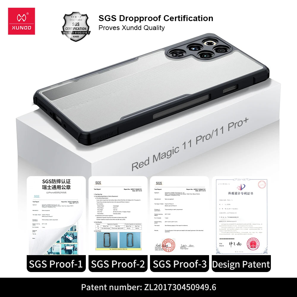Xundd Magnetic Holder Case for Nubia Red Magic 11 Pro Plus 11 Air /9 10 Pro Plus, Airbag Anti-Fall Protection, Camera Protect