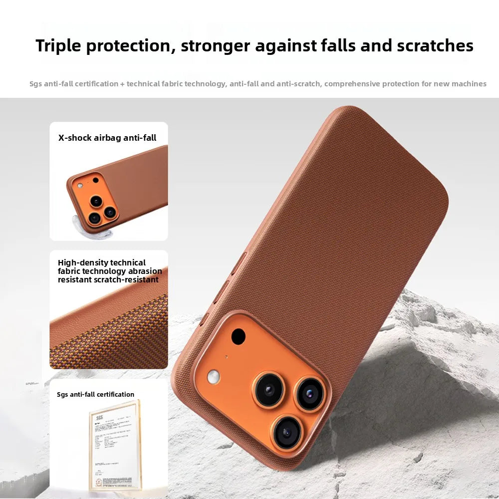 Tech Woven Magnetic Adsorption Phone Case for Iphone 17 Air 16 15 14 13 Pro Max TechWoven for Magsafe Wireless Charge Cover