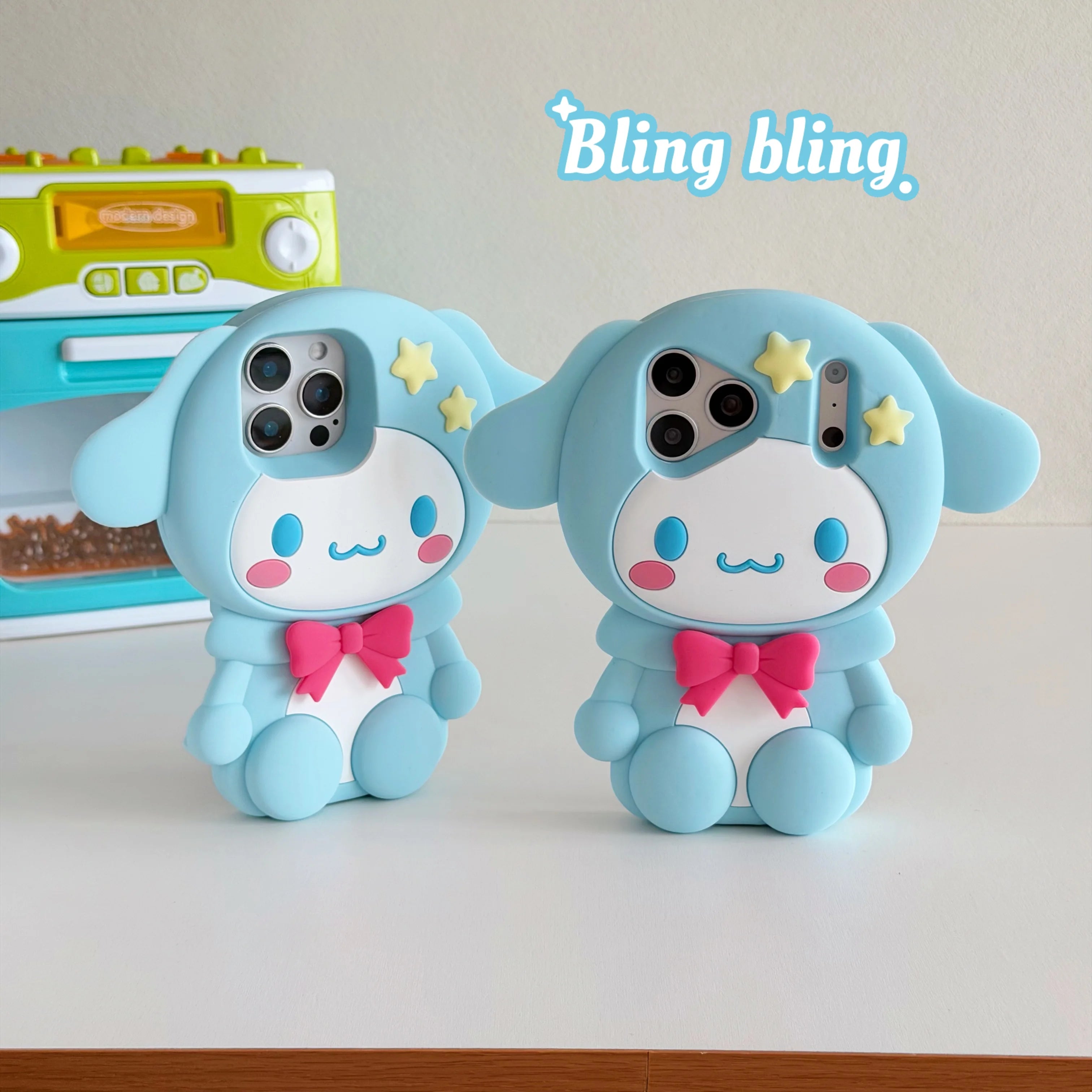 Cute 3D Cartoon Cinnamoroll Silicone Phone Case For iPhone 17E 17 16 15 14 13 Pro Max Plus INS Shockproof Leg Holder Back Cover