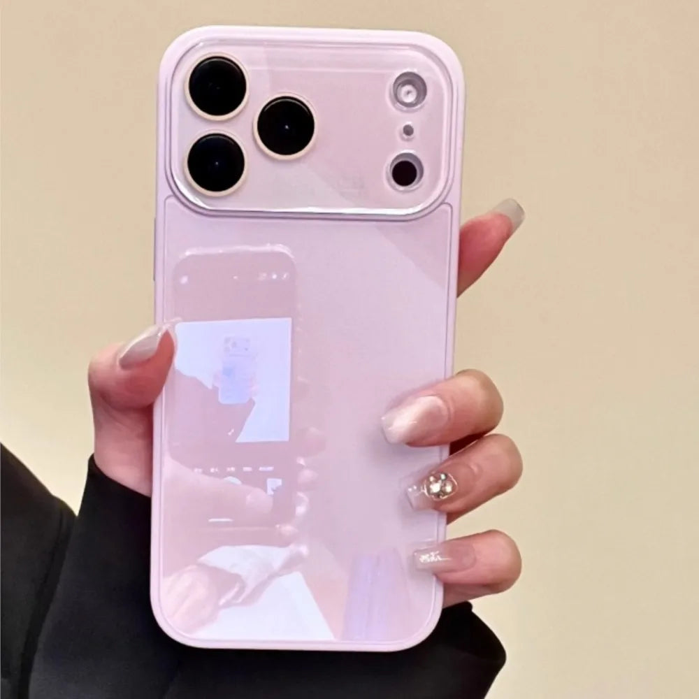 Luxury Original Auto Glass Phone Case for iPhone 17 Air 16 15 14 13 12 11 Pro Max Plus Shockproof Glossy Reflective Armor Cover