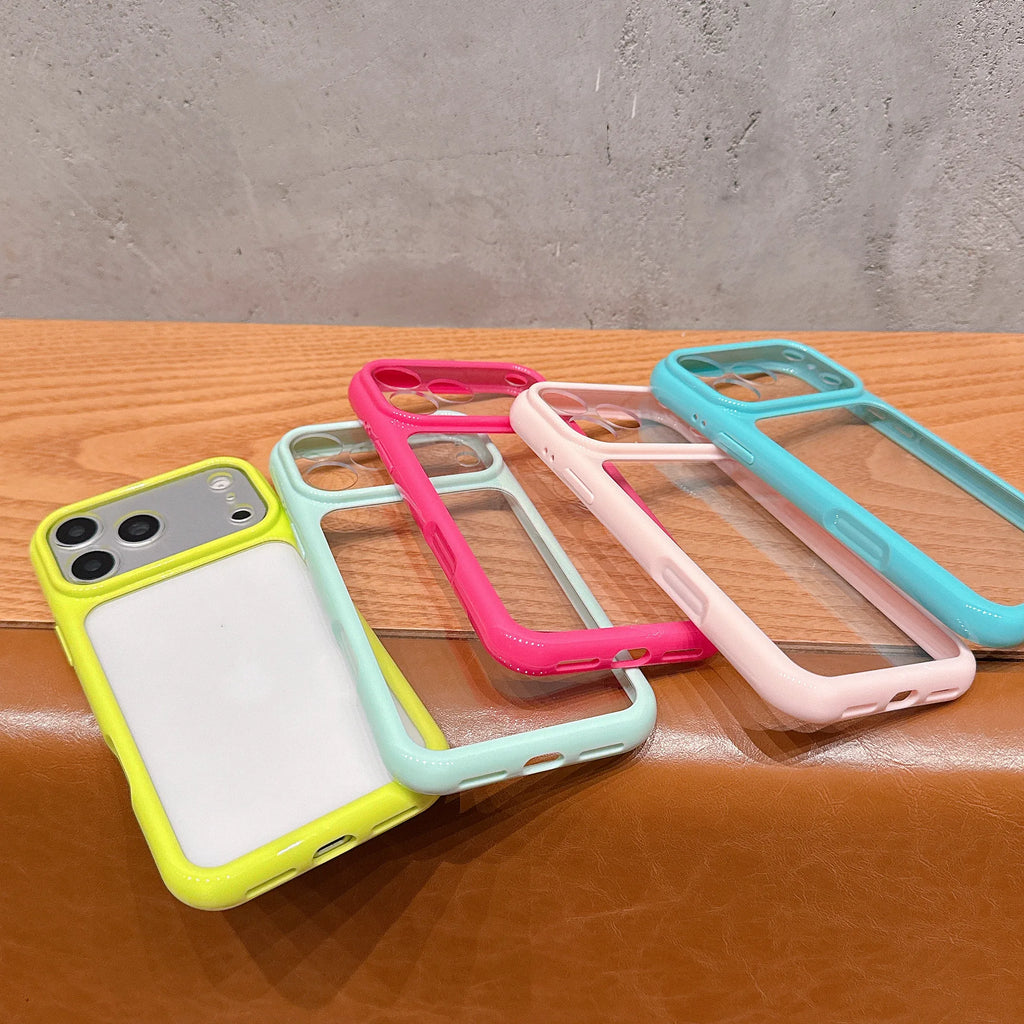 Bright Color Fluorescent Soft Bumper Phone Case For Apple iPhone 17 16 15 14 13 Pro Max Hard Clear Shockproof Back Cover
