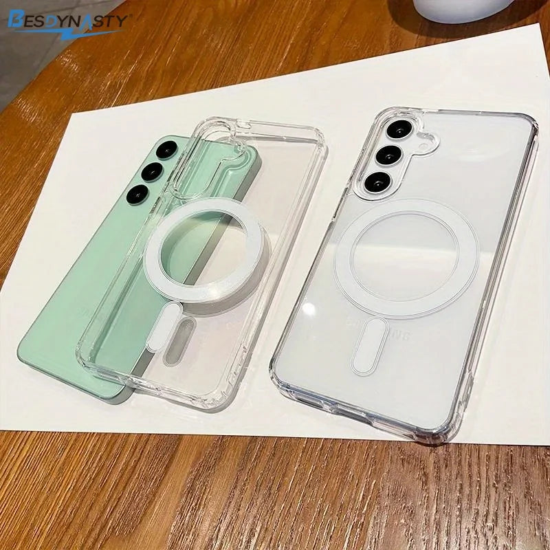 For Samsung Galaxy S26 Ultra S25FE S24 FE S23 Plus Clear Soft Case For Magsafe Phone Case Magnetic Wireless Charging Cover