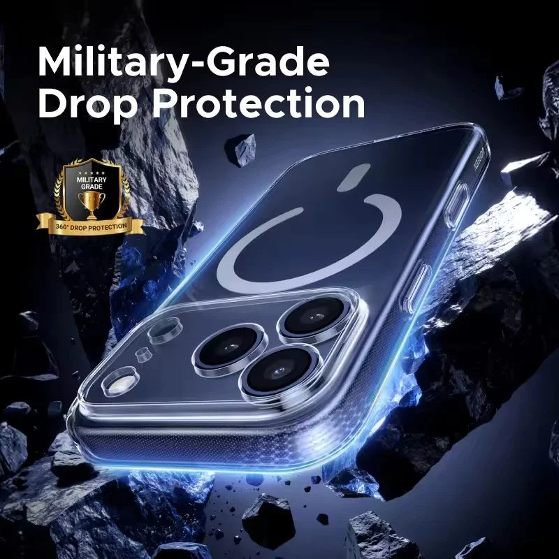 Transparent Phone Case For iPhone 17 16 15 14 13 12 11 Pro Max Plus Mini 16E 17 Air For Magsafe Wireless Charger Magnectic Cover