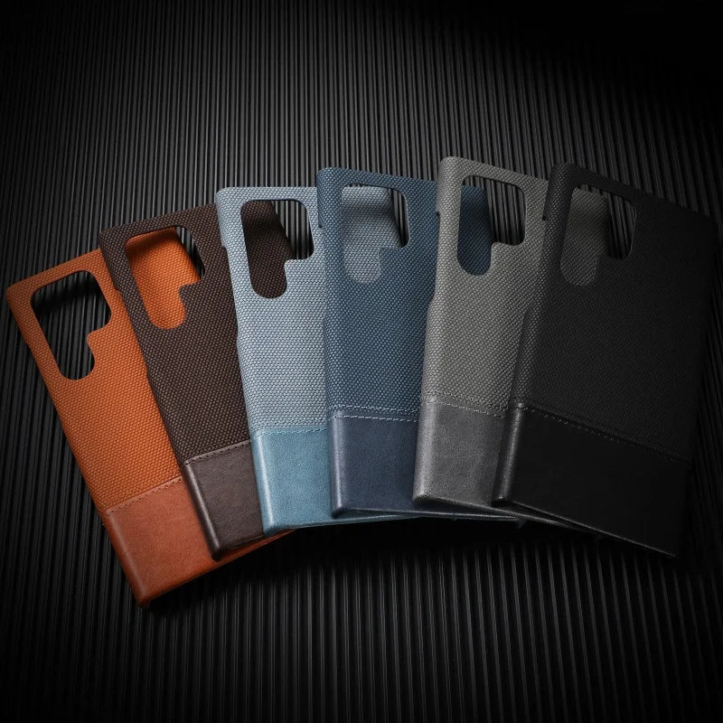 Luxury Frameless Splicing Fabric Denim Phone Case For Samsung Galaxy S26 S25 S24 S23 Ultra Business Hard Armor Shockproof Cover