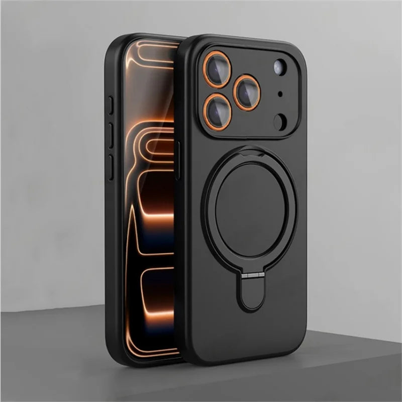For Magsafe Phone Case For iPhone 17 Air 16 15 14 13 12 11 Pro Max Plus Shockproof Stand Liquid Silicone Wireless Charging Cover