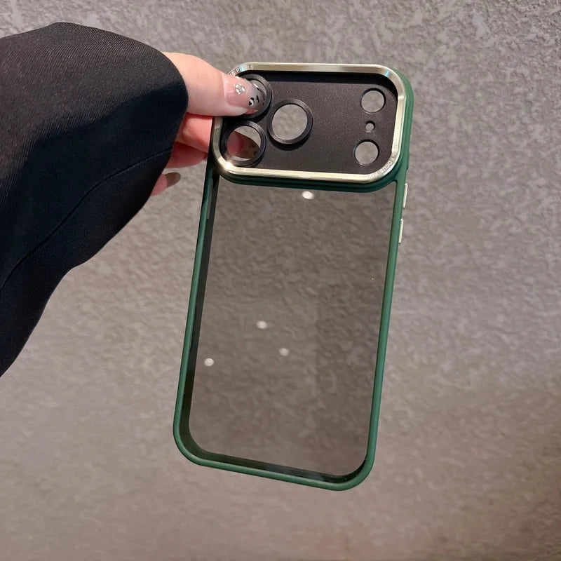 Luxury Hard Acrylic Transparent Case for iPhone 17 Air 13 14 15 16 17 Pro Max Plus 12 11 Lens Film Protection Shockproof Cover