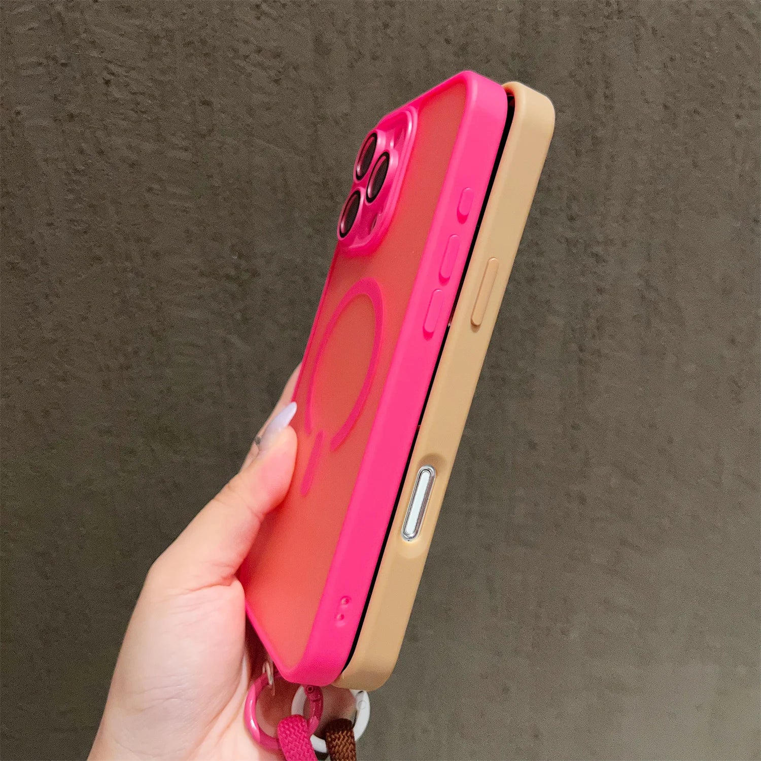 For iPhone 17 17Air 17Pro 17ProMax Magsafe Wireless Charge Matte Translucent Cove With lanyard Magnetic Armor Shockproof Case