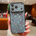 Colorful Heart Print Magnetic Phone Case For iPhone 17 Pro Max 16 15 14 13 Pro Max For Magsafe Wireless Charge TPU Hard PC Cover
