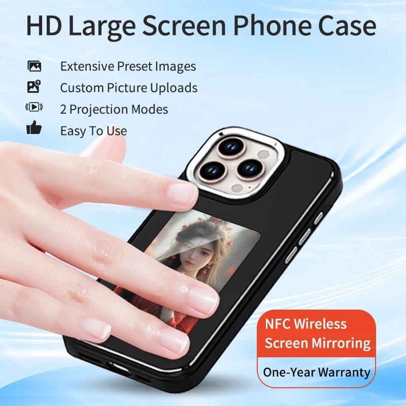 AERMY Digital NFC 3.7 inch Ink Screen Phone Case For iPhone 13 14 15 16 Pro Max Wholesale DIY Display Phone Caver