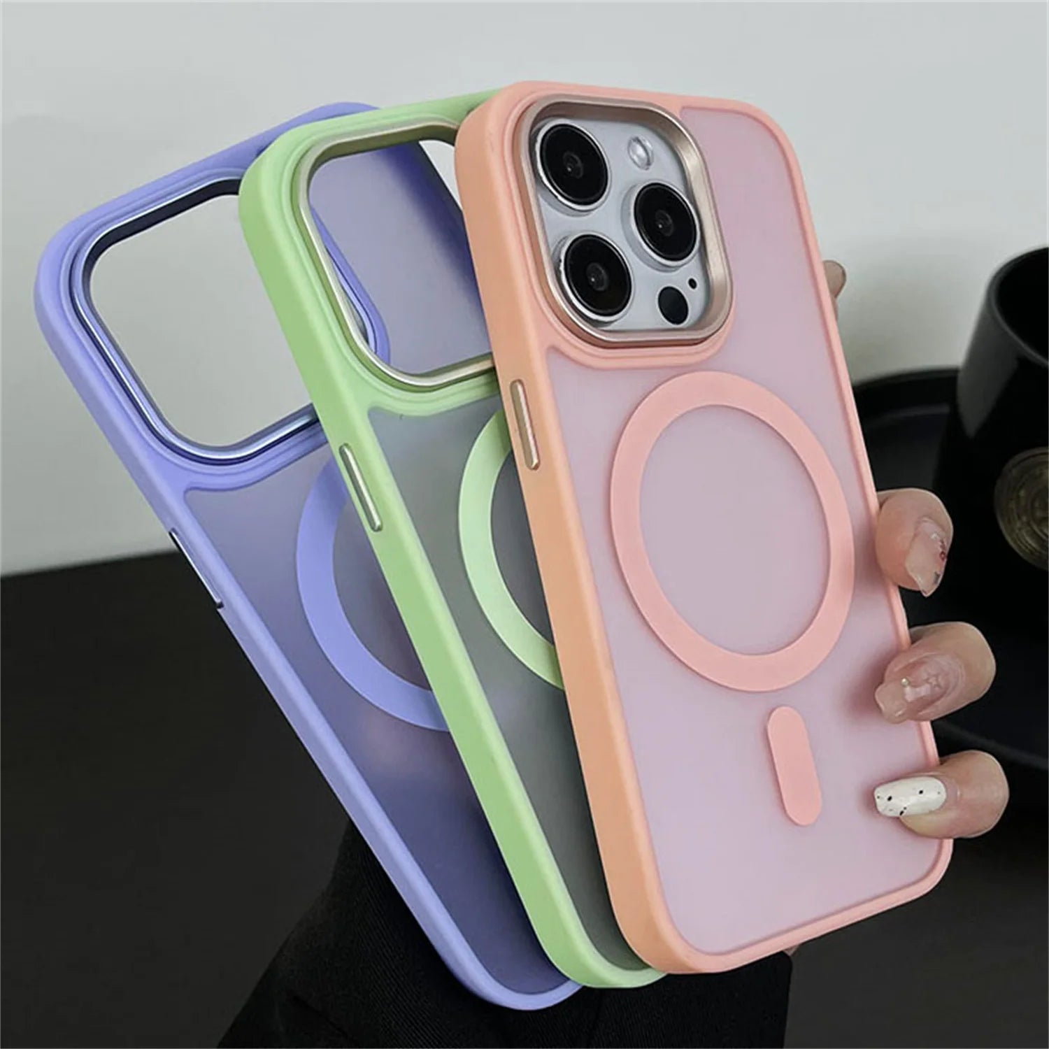 Magnetic Translucency Case Fashion Matte Frosted Magsafe Splice Color Cover For iPhone 16 15 14 13 12 11 Pro Max 16 Plus