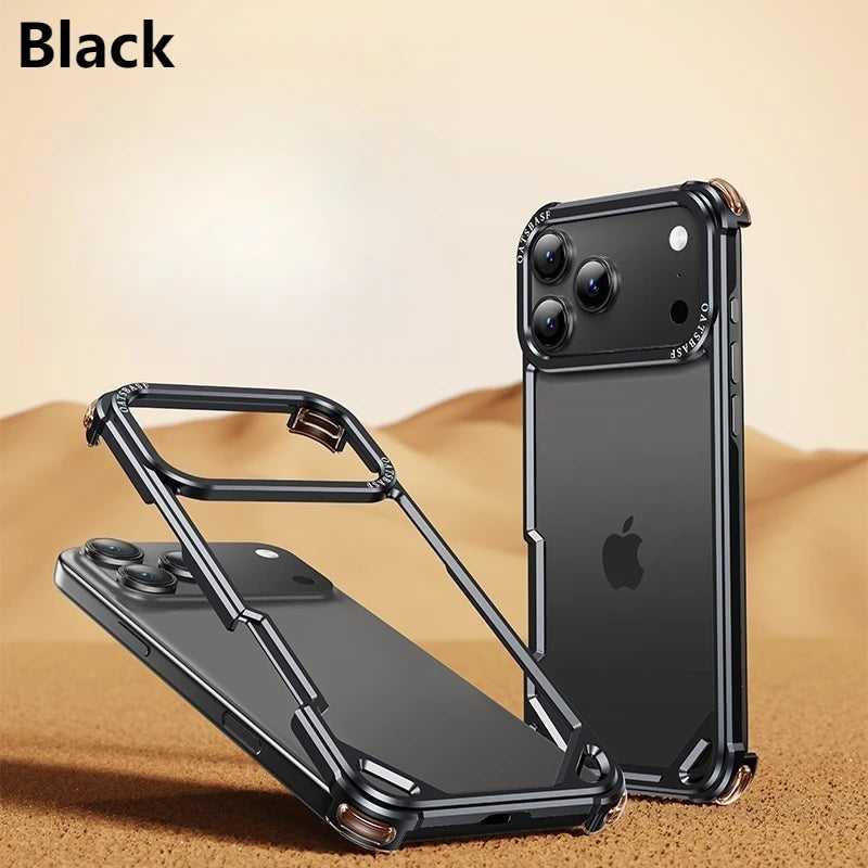 Oatsbasf Metal Magsafe Phone Case for iPhone 17 Air/17 16 15 Pro/Pro Max Ultra-thin Frameless Phone Case Air Cushion Shockproof