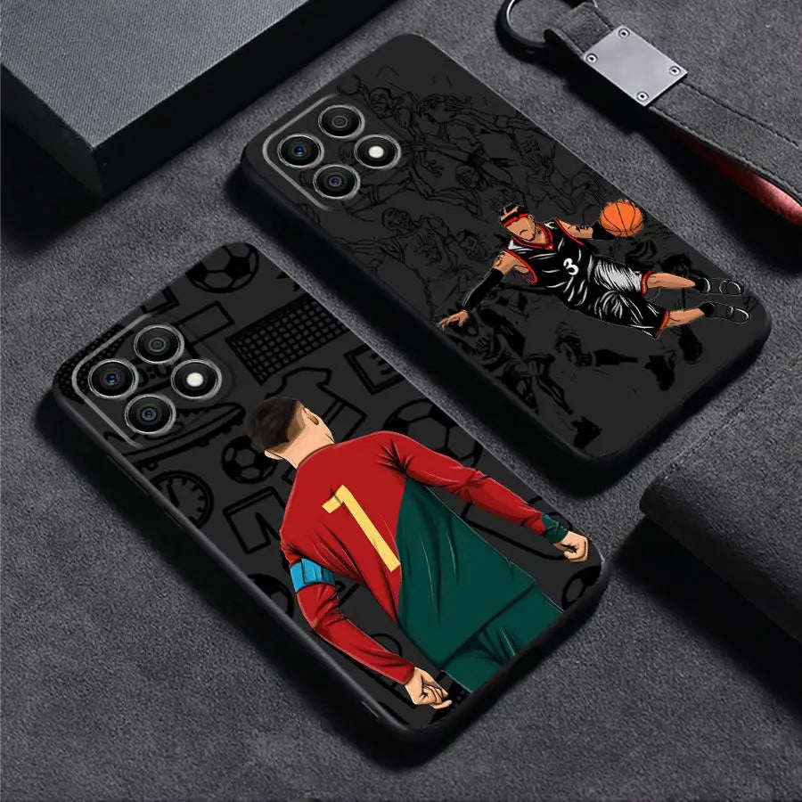 Football Number Black Soft Phone Cover Case for Honor X6 200 400 Lite X9a X8 8X X5b 70 90 X7 Magic5Lite
