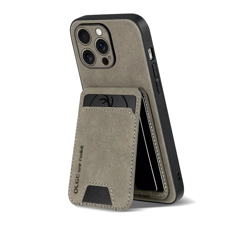 Luxury leather card holder phone case for iPhone 16E 16 17 15 14 13 11 Pro max wallet card bag PU leather shockproof back cover