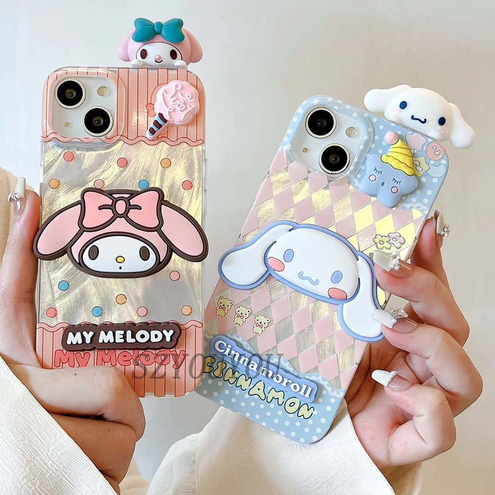 For Honor X9D X7C X8B X6A Magic 5 6 7 Lite 70 90 200 400 Pro Cute Melody Kuromi Kitty Head Dazzle Lustre Lining Hard Phone Case
