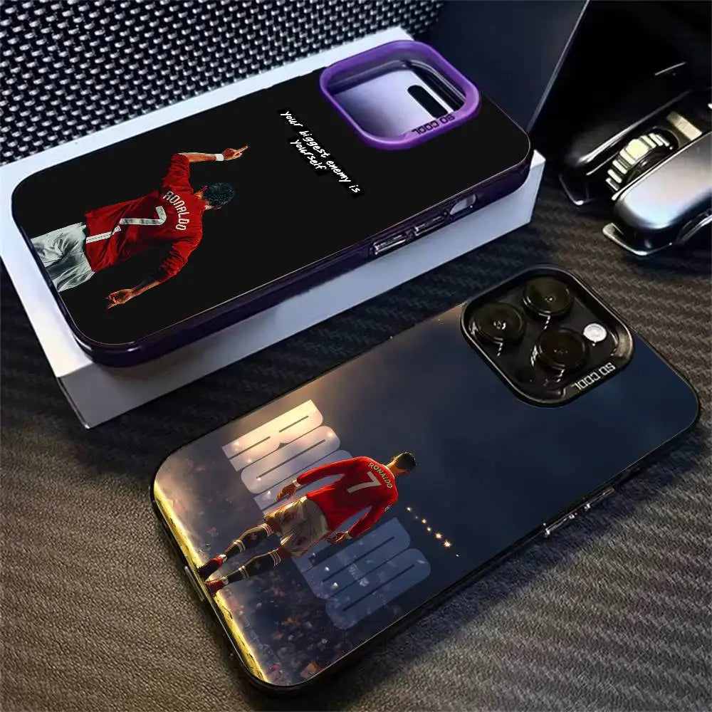 Legendary football star Ronaldo   Phone Case For Gradient Silver Case iPhone 17,16,15,14,12,13,11 Plus,Pro Max,XS