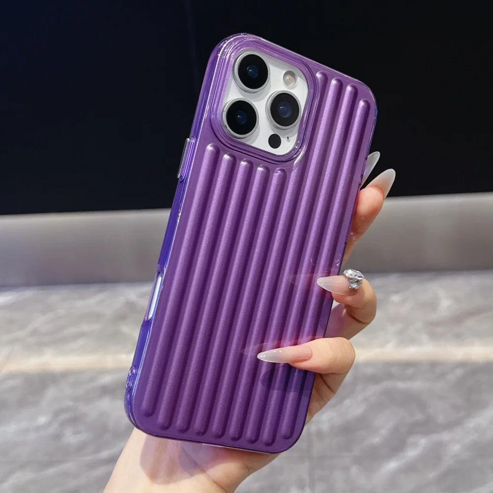 Vertical 3D Stripe Frosted Bumper Case For iPhone 17 Air 16 15 14 Pro Max Plus 13 12 11 Shockproof Soft TPU Luxury Phone Cover