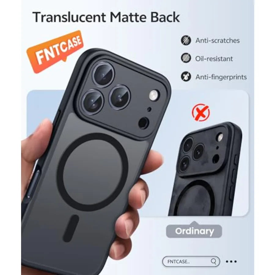 for iPhone 17 Pro Max Case: [Compatible with Magsafe] Translucent Matte Cases with [Full Camera Protection] [Screen Protector]