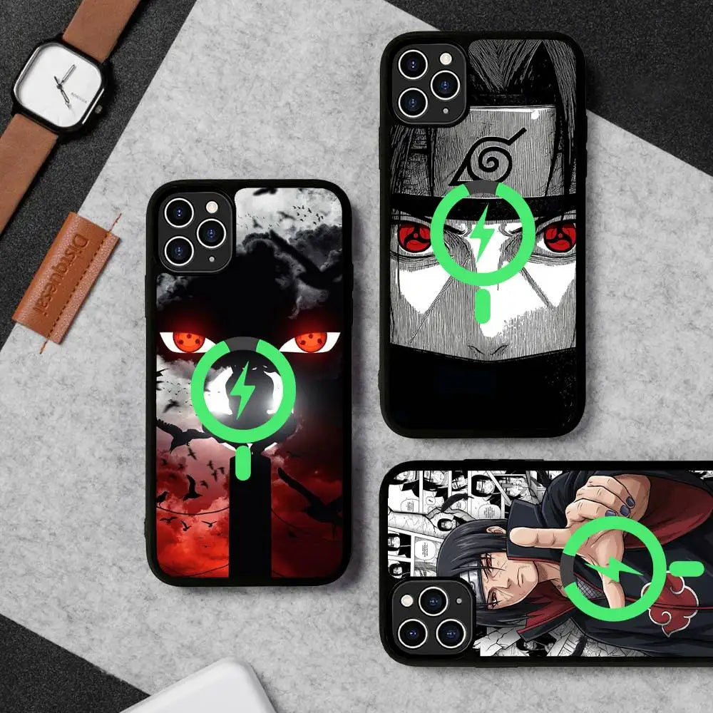 Classic Anime U-Uchiha Itachi Black For Magsafe Magnetic Phone Case For iPhone 16 15 17 Pro Max 11 12 13 14 Plus Cover