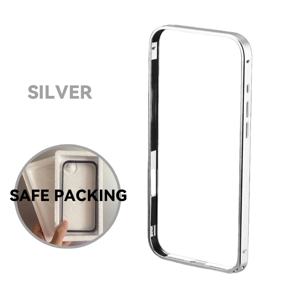 17pro Light Aluminum Metal Bumper Case Orange For iPhone 12 13 14 Plus 15 16 17 Pro Max Ultra Thin Alloy Back Frame Accessories