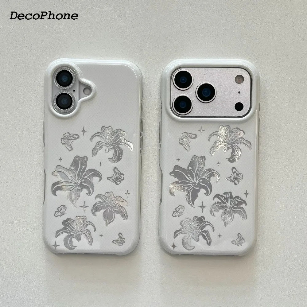 Ins laser bowknot lily flower case&German-imported Bayer TPU Phone Case for iPhone 17 pro max Air