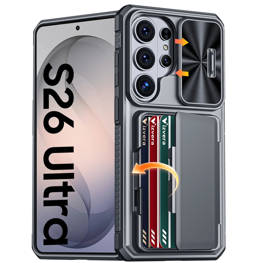 For Galaxy S26 Ultra Case Wallet-Full Body Protective with Card Holder(4 Cards) Camera Cover & Kickstand for Women & Men-Gray