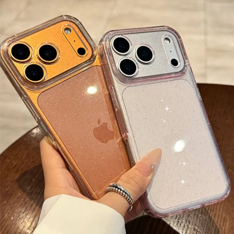 Luxury Bling Glitter Clear Case For iPhone 13 14 15 16 17 Pro Max Air Plus Fashion Shockproof Transparent Soft Silicone Cover