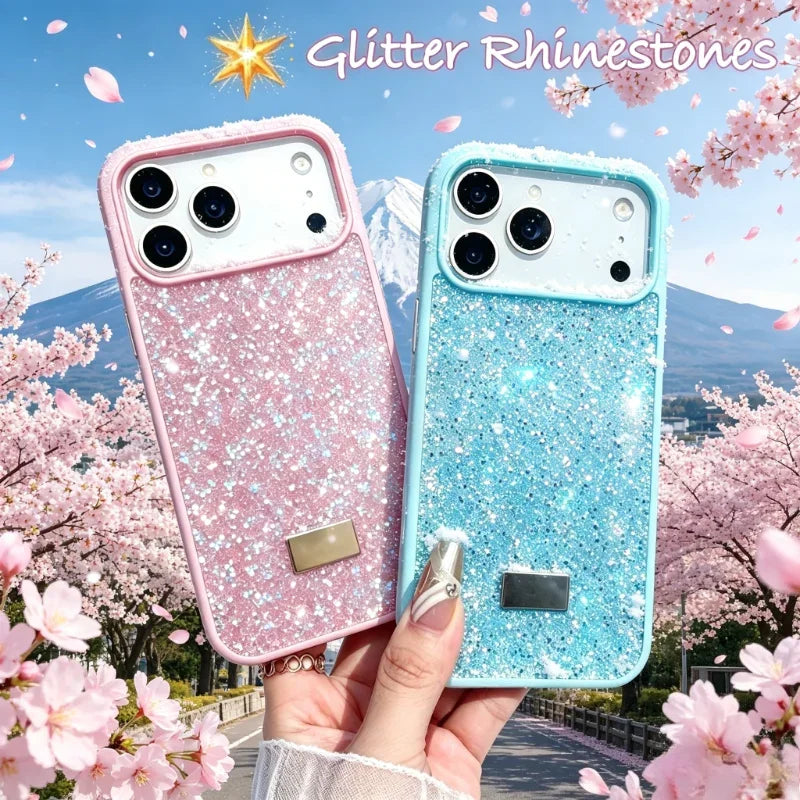 Luxurious Dopamine Shiny Glitter Diamond Case For IPhone Air 17/16E 15 14 Plus 13 12 Pro Max Glitter Rhinestone Shockproof Cover