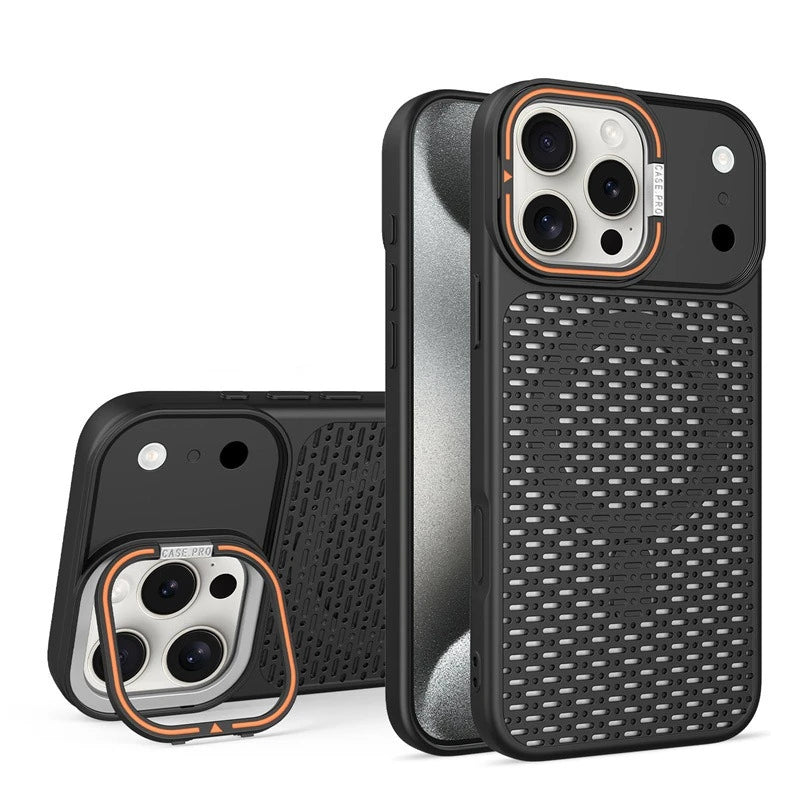 Invisible Bracket Heat Dissipation Stand Case for iPhone 17 16 15 14 Plus 13 12 11 Pro Max Cooling Breathable Magnetic Cover
