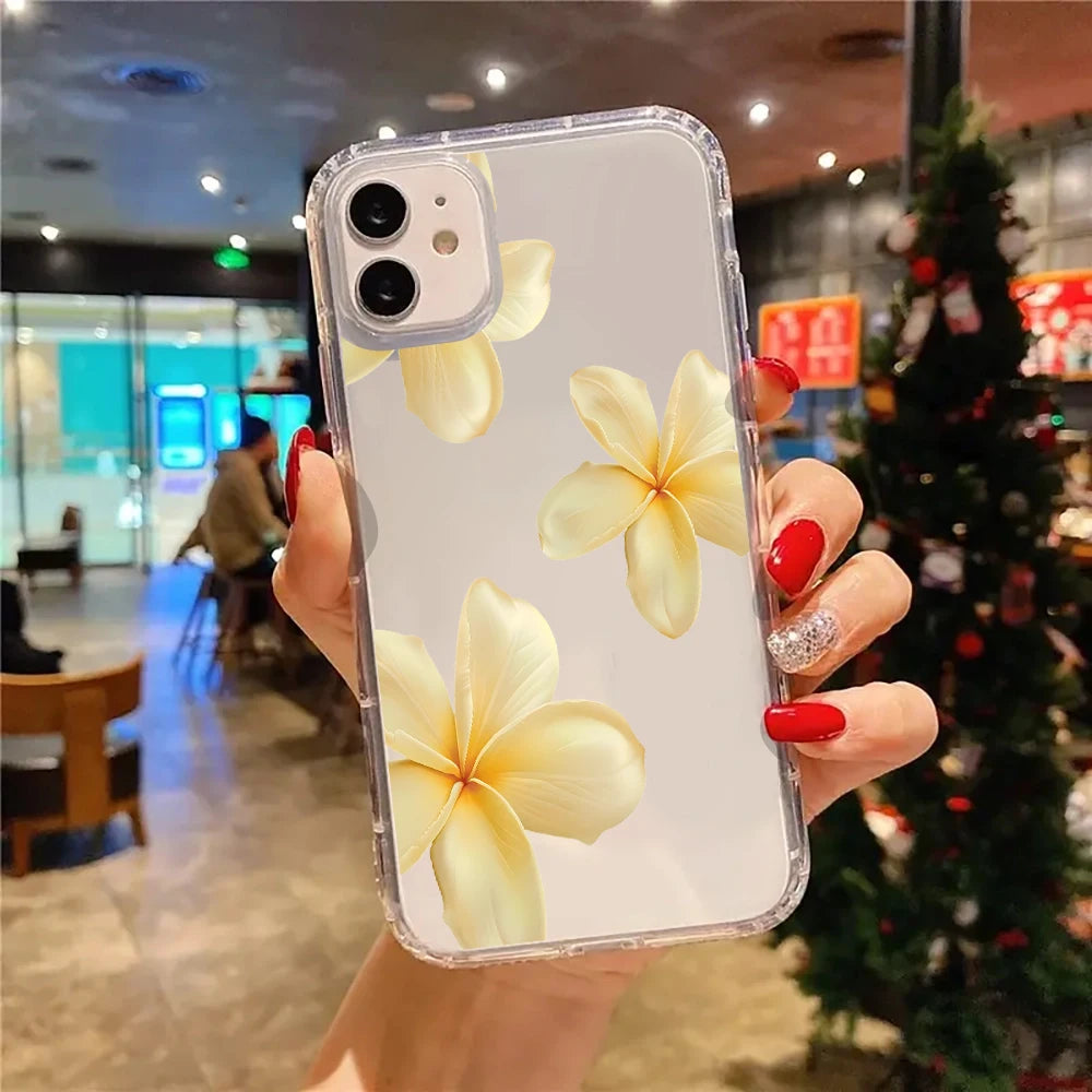 Fresh Summer Yellow Floral Pattern Clear Phone Case For iPhone 17 Air 11 12 13 14 15 16 Pro Max Plus XS X XR Silicone Soft Cover