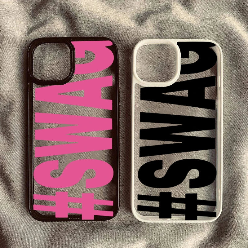 Luxury SWAG Bold Letter Phone Case for iPhone 17 16 15 Pro Max 14 13 11 12 Pro Max Air 16E XR XS Max 78 Plus SE Shockproof Cover