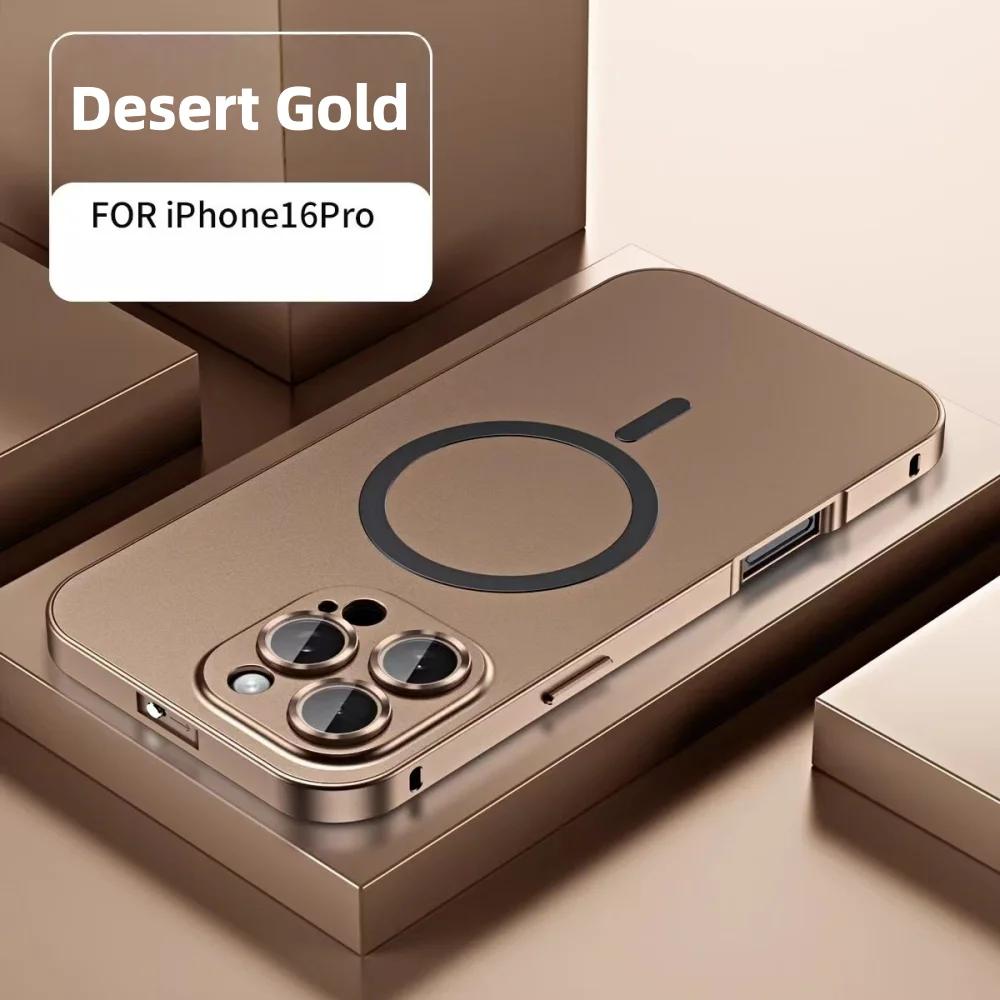 Original Aluminum Metal Frame For Magsafe Case For iPhone Air 16 17 Pro Max Magnetic Charge Shockproof PC Case for iPhone 17 16