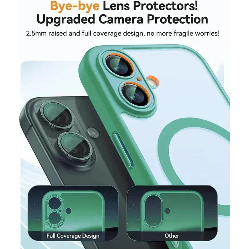 For Magsafe Luxury Armor Shockproof Case For iPhone 17 16 15 14 13 Pro Max Magnetic Wireless Charge Cover Matte Translucent PC