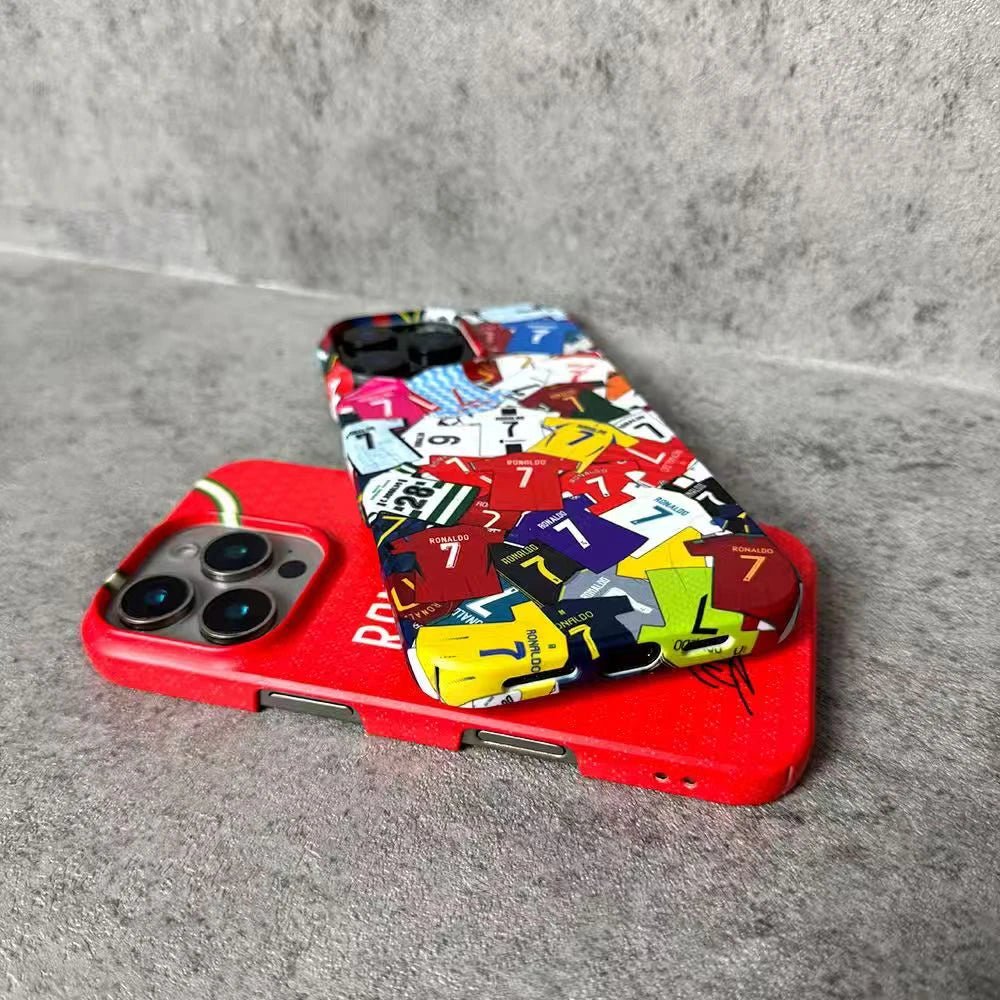 Luxury R-Ronaldos Football Jersey Phone Case for iPhone 17 16 15 14 13 12 11 Air Pro Max X XS 7 8 Plus Glossy Film Hard PC Cover