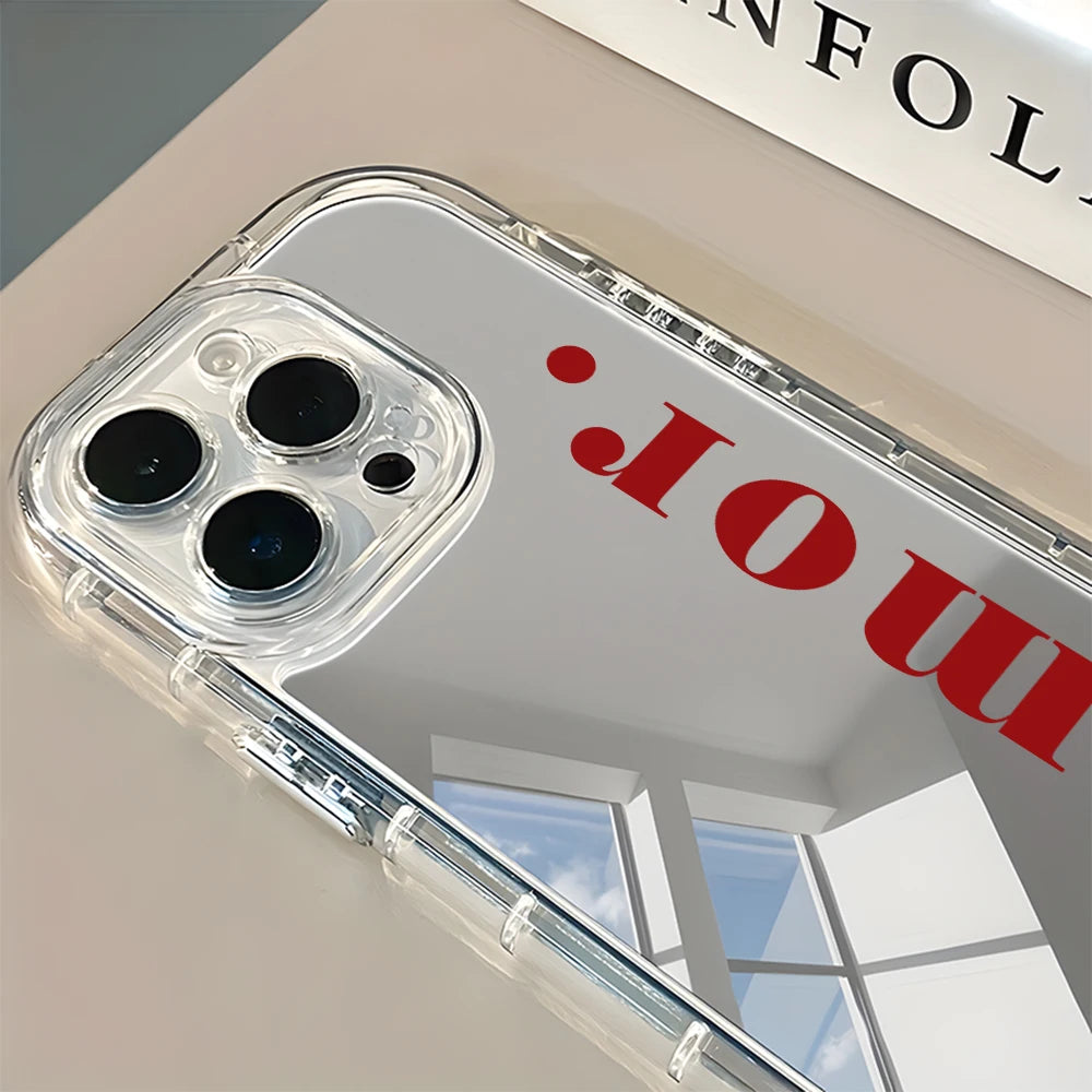 Romantic Text Back Mirror Phone Case For iPhone 17 16 15 14 13 12 11 Pro Max 17 Air X XR XS 7 8 Plus Shockproof Soft Cover