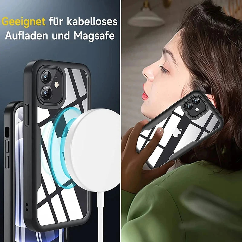 360 Degree Case For iPhone 16 15 11 13 12 14 Pro Max XS Max XR 14 15 16 Plus Built-in Screen Protection Phone Cases Clear Cover