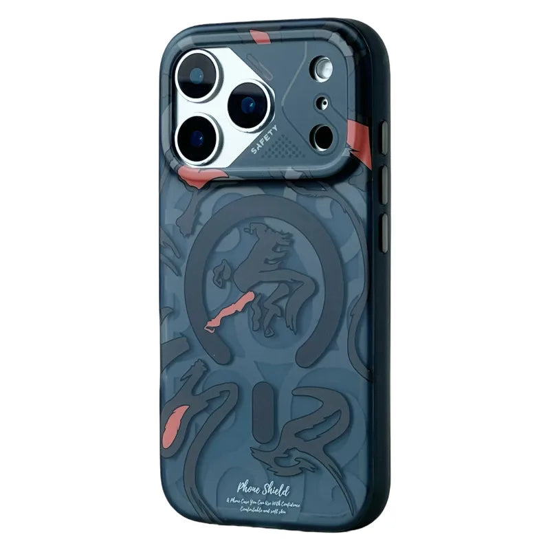 Magnetic Geometric Graffiti for MagSafe Case For iPhone 17 17Pro Max 16 Pro 15 pro Frosted Wireless Charging Anti-fall PC Cover